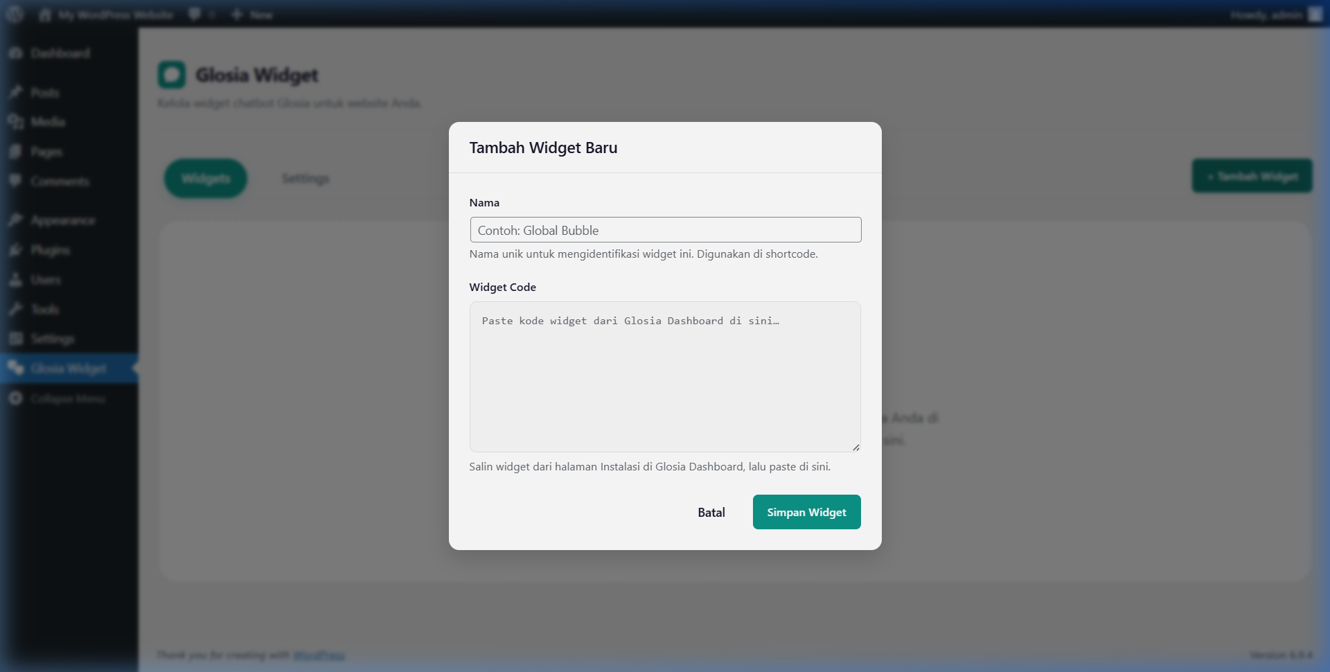 Tambah widget di WordPress